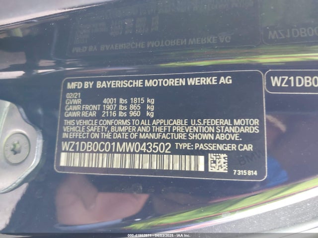 WZ1DB0C01MW043502 Toyota Gr Supra 3.0 Premium