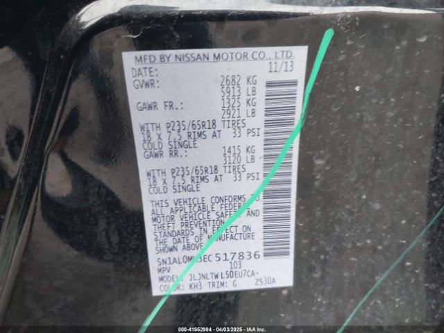 5N1AL0MM3EC517836 Infiniti QX60
