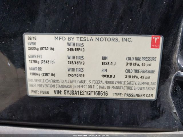5YJSA1E21GF160616 Tesla Model S 60d/70d/75d/85d/90d