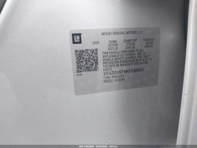 1G1ZD5ST4KF145602 Chevrolet MALIBU LT