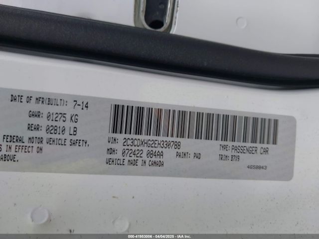 2C3CDXHG2EH330788 Dodge Charger Sxt