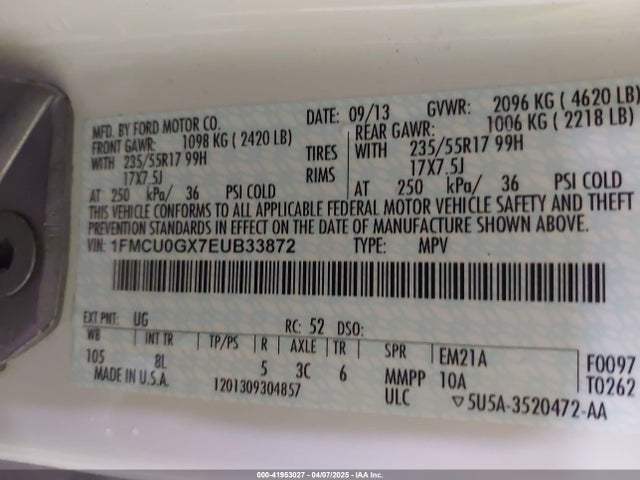 Ford ESCAPE SE 2014 1FMCU0GX7EUB33872 Image 9