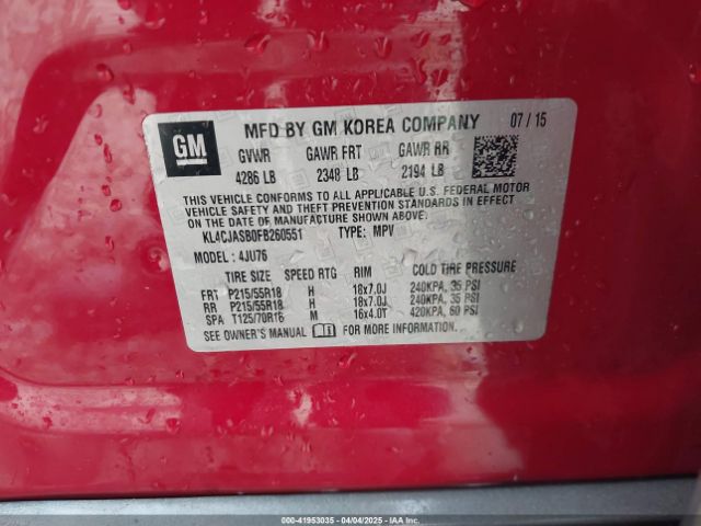 KL4CJASB0FB260551 Buick Encore