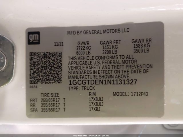 1GCGTDEN1N1131327 Chevrolet Colorado 4wd  Short Box Z71