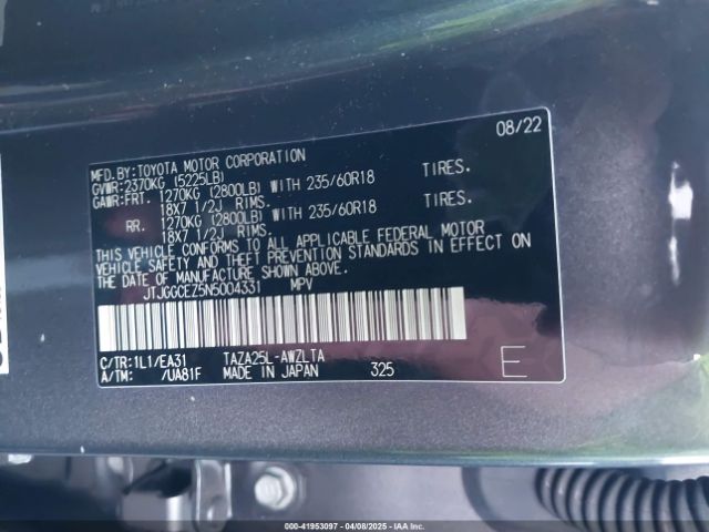 JTJGGCEZ5N5004331 Lexus Nx 350 Premium