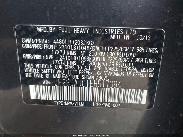 JF2SJAJC1EH517094 Subaru Forester 2.5i Limited