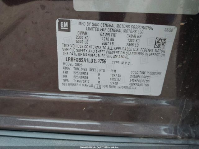 LRBFXBSA1LD199756 Buick Envision Fwd Preferred