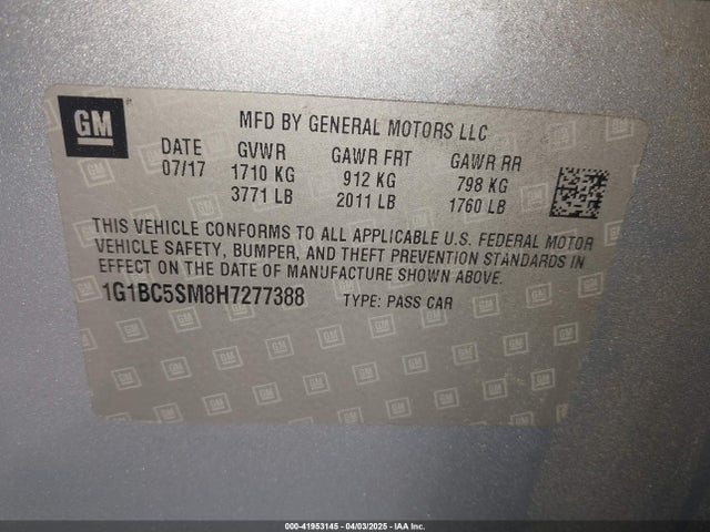 1G1BC5SM8H7277388 Chevrolet Cruze Ls Auto