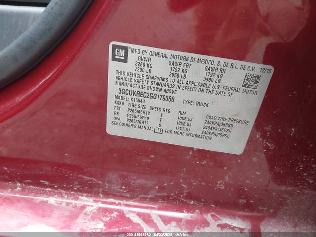 Chevrolet Silverado 1500 1lt 2016 3GCUKREC2GG179568 Image 9