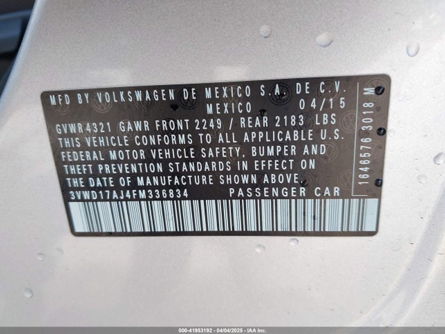 3VWD17AJ4FM336834 Volkswagen Jetta 1.8t Se