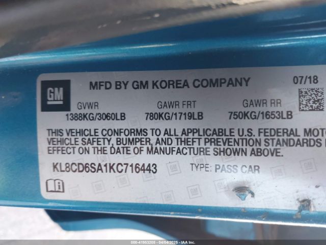 KL8CD6SA1KC716443 Chevrolet Spark 1lt Cvt