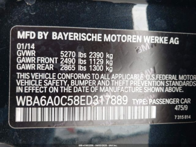 WBA6A0C58ED317889 BMW 640i Gran Coupe