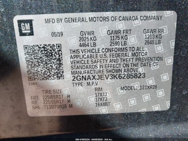 2019 CHEVROLET EQUINOX 2GNAXJEV3K6285823 Photo 8