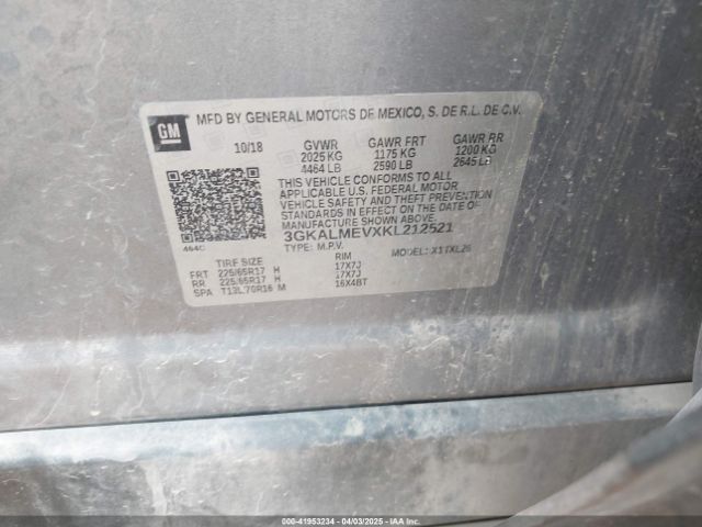 3GKALMEVXKL212521 GMC Terrain Sle