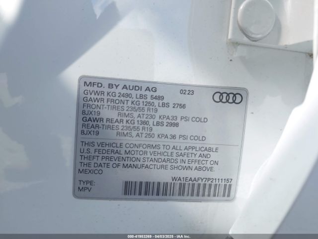 WA1EAAFY7P2111157 Audi Q5 Premium Plus 45 Tfsi S Line Quattro