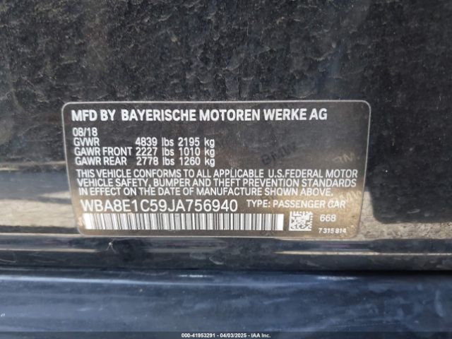 WBA8E1C59JA756940 BMW 330e Iperformance