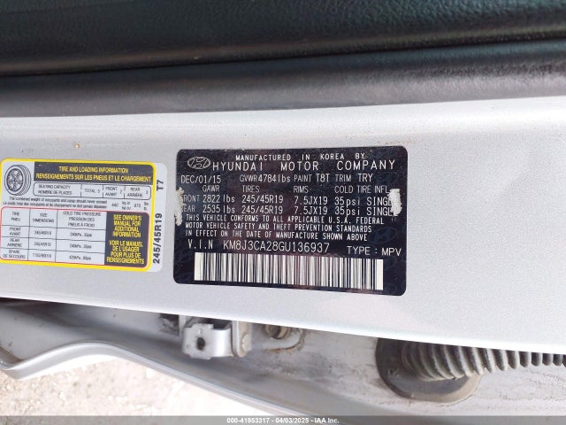 KM8J3CA28GU136937 Hyundai Tucson Limited