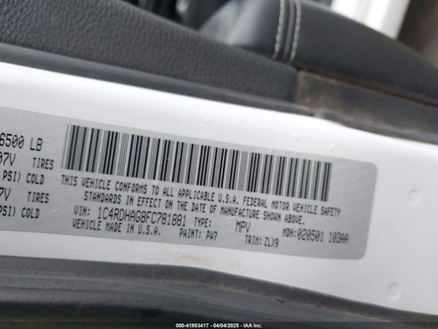 1C4RDHAG8FC781881 Dodge Durango Sxt