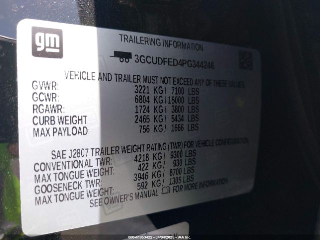 3GCUDFED4PG344246 Chevrolet Silverado 1500 4wd  Short Bed Lt Trail Boss