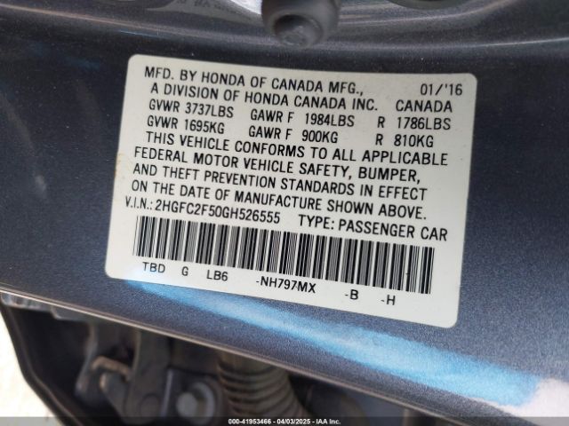 2HGFC2F50GH526555 Honda Civic Lx