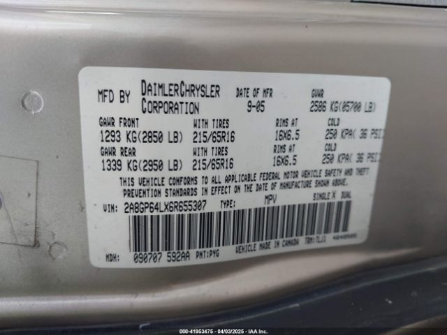 2006 CHRYSLER TOWN & COUNTRY 2A8GP64LX6R655307 Photo 8