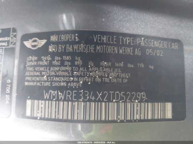 2002 MINI COOPER S WMWRE334X2TD52299 Photo 8
