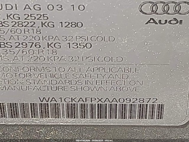 2010 AUDI Q5 WA1CKAFPXAA092872 Photo 8