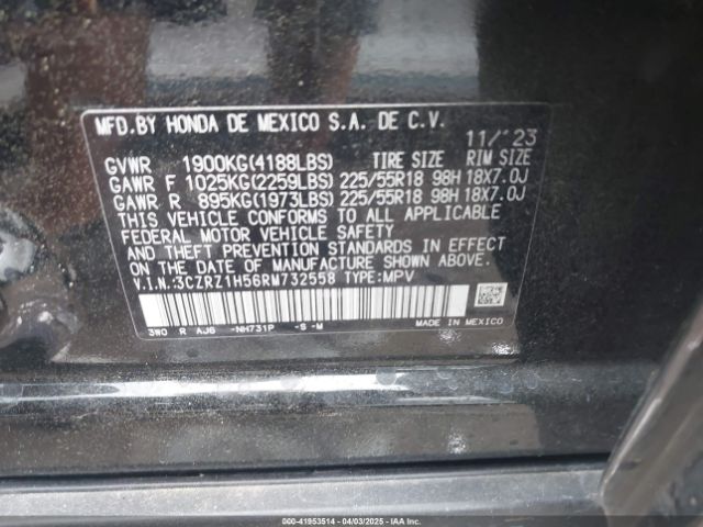 3CZRZ1H56RM732558 Honda Hr-v 2wd Sport/2wd Sport W/o Bsi