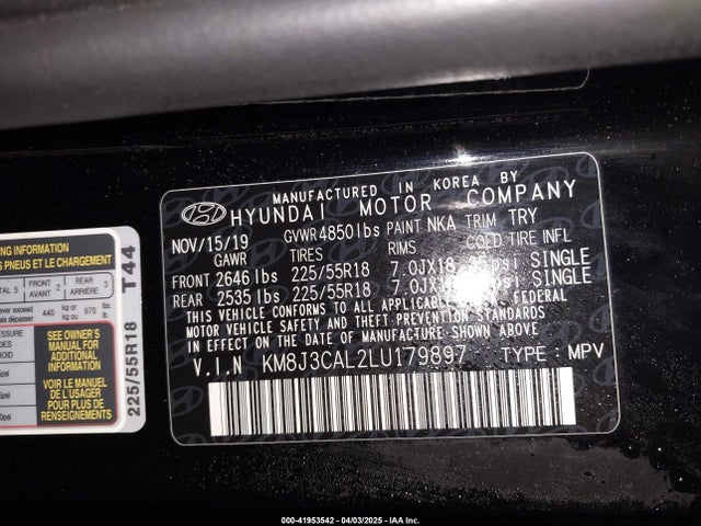 KM8J3CAL2LU179897 Hyundai Tucson Ultimate