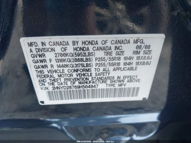 2009 ACURA MDX 2HNYD28769H504947 Photo 8
