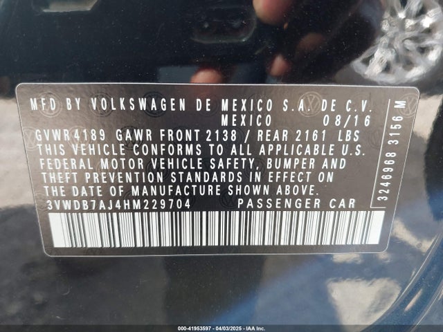 3VWDB7AJ4HM229704 Volkswagen Jetta 1.4t Se
