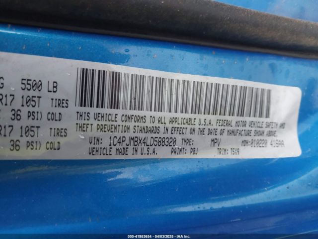 1C4PJMBX4LD588320 Jeep Cherokee Trailhawk 4x4