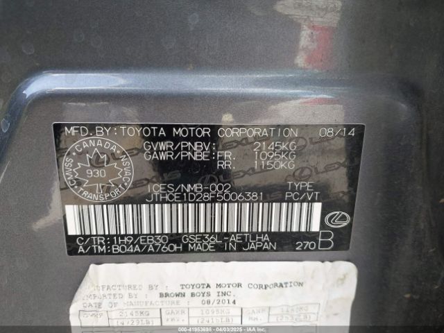 JTHCE1D28F5006381 Lexus IS 350