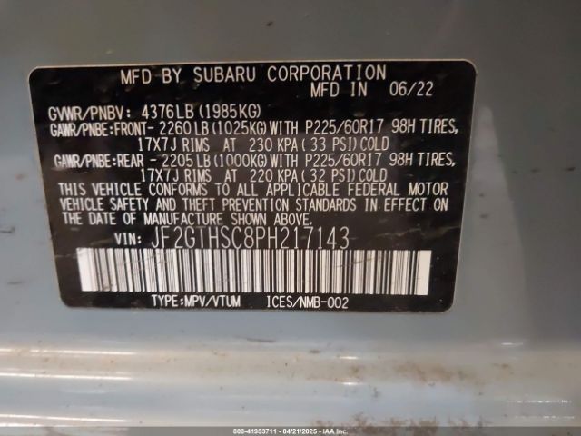 JF2GTHSC8PH217143 Subaru Crosstrek Sport