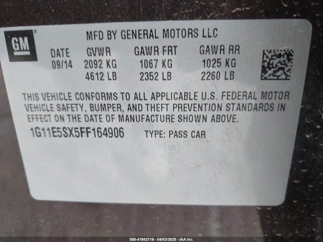 Chevrolet ltg 2015 1G11E5SX5FF164906 Image 9
