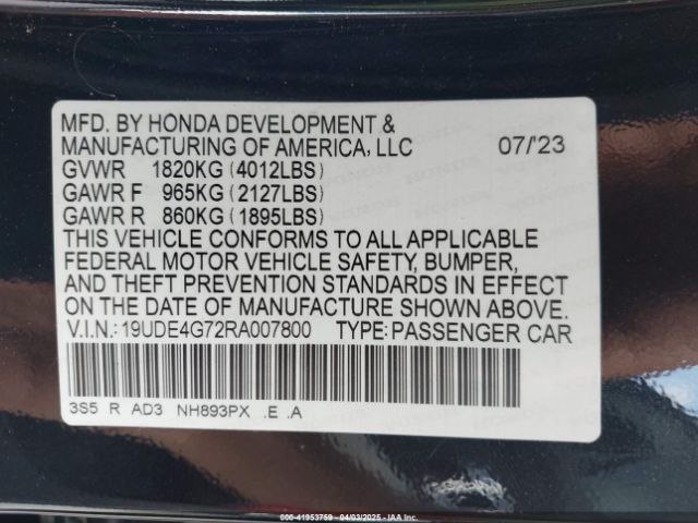 19UDE4G72RA007800 Acura Integra A-spec Technology