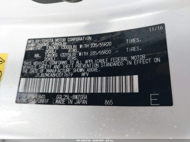 JTJBZMCA8H2017619 Lexus RX 350