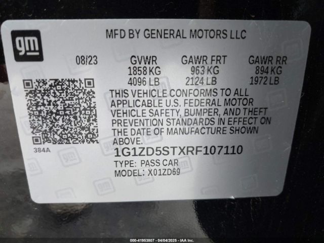 1G1ZD5STXRF107110 Chevrolet Malibu Fwd 1lt