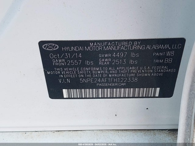 5NPE24AF1FH122338 Hyundai SONATA SE