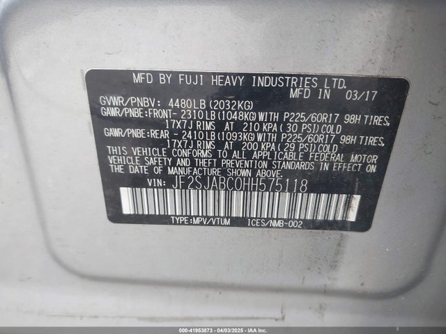 JF2SJABC0HH575118 Subaru Forester 2.5i
