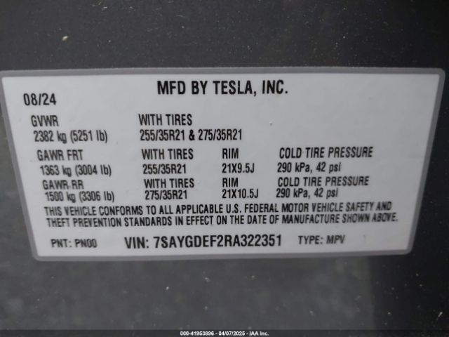7SAYGDEF2RA322351 Tesla Model Y Performance Dual Motor All-wheel Drive