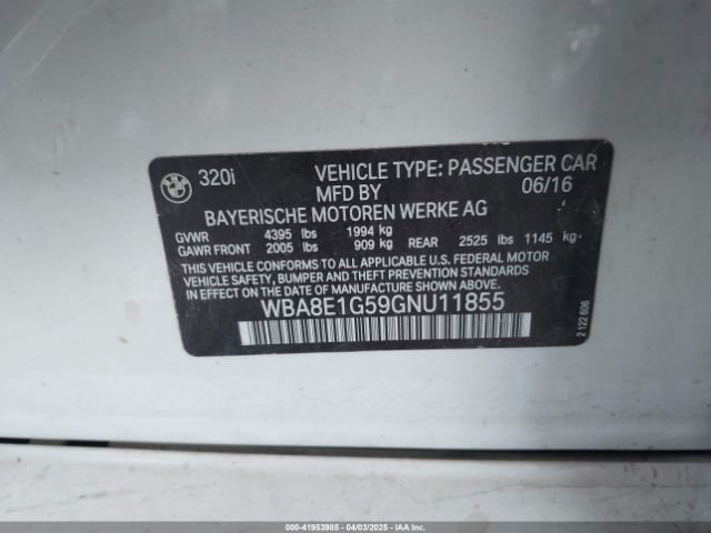 WBA8E1G59GNU11855 BMW 320i