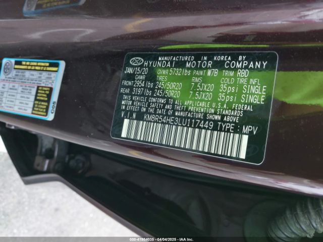 KM8R54HE3LU117449 Hyundai Palisade Limited