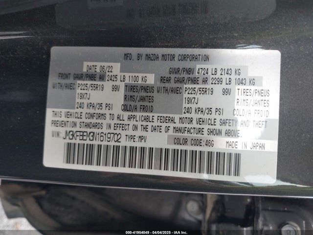 JM3KFBEM3N1619702 Mazda py cylinder deactiviation