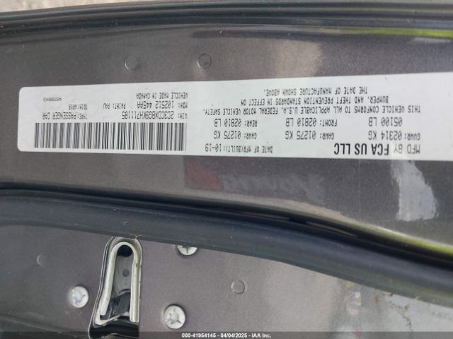 2C3CDXBG9KH711185 Dodge Charger Sxt Rwd