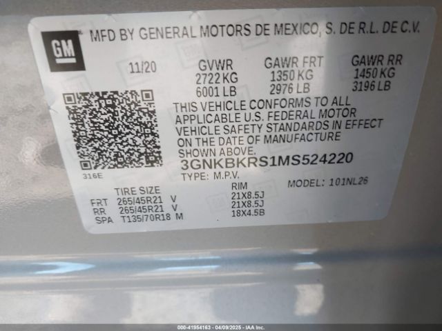 3GNKBKRS1MS524220 Chevrolet Blazer Awd Rs