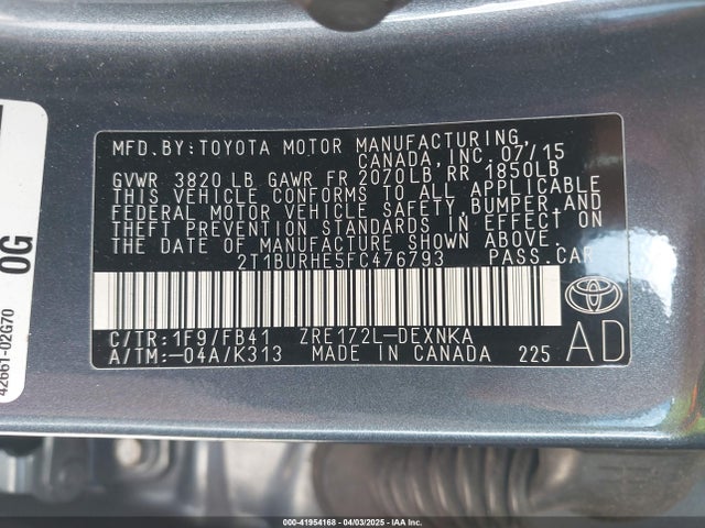 Toyota COROLLA LE 2015 2T1BURHE5FC476793 Image 9