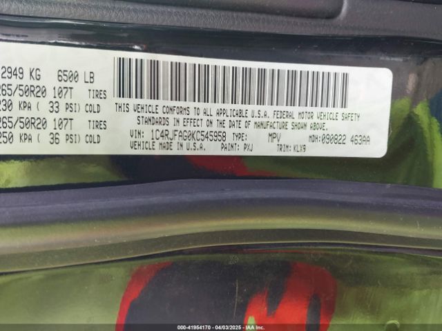 1C4RJFAG0KC545958 Jeep Grand Cherokee Altitude 4x4