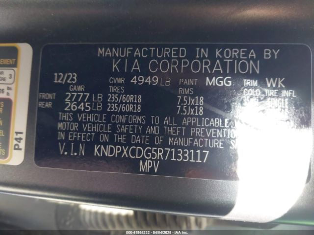 KNDPXCDG5R7133117 KIA Sportage Hybrid Sx-prestige