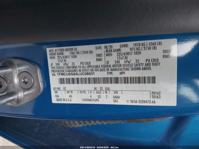 1FMCU0G64LUC08631 Ford ESCAPE SE
